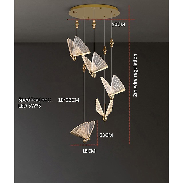 Luz Pendente Luxo Criativo Cor Borboleta Lustre Quarto Moderno Ao Lado