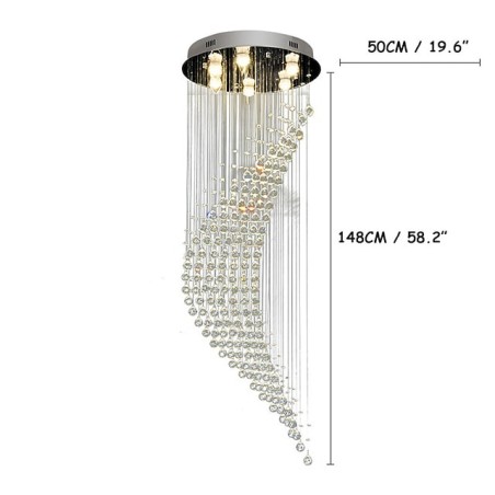 Lustre De Cristal Luz De Teto Luxo Escada Moderna Espiral Projeto Hall