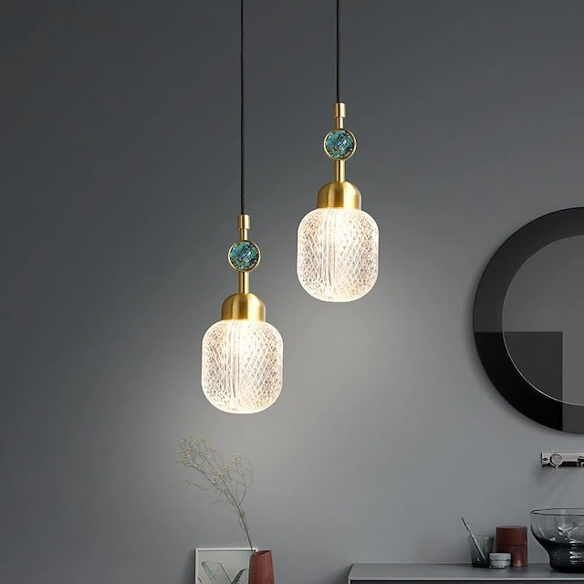 Lâmpada de quarto de estilo nórdico de moda simples moderna barra de cobre criativa única cabeça longa linha pendente lustre luz