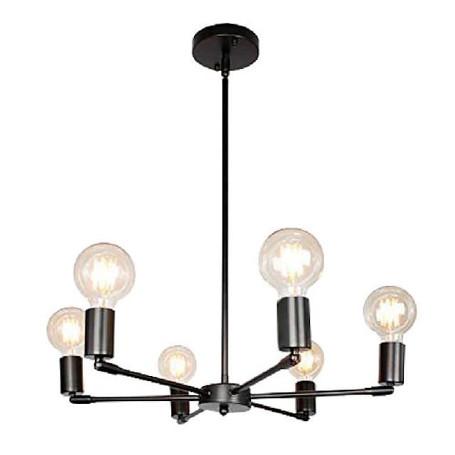 6-light 62cm lustre moderno nórdico preto ouro formas geométricas pendente metal leve estilo vintage clássico elegante revestido galvanizado abamentos