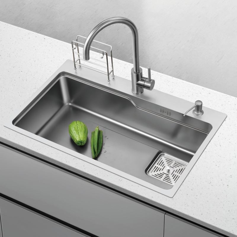 Pia de aço inoxidável Nano Grey 304, tigela única para cozinha