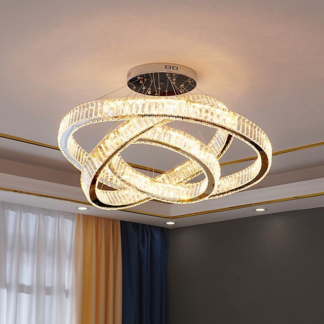 3-luz 80cm Regulável Desenho de Círculo projeto de Linha Luzes Pingente aço Inoxidável Multi Camadas Estilo Artístico Estilo Formal Galvanizar Artistíco