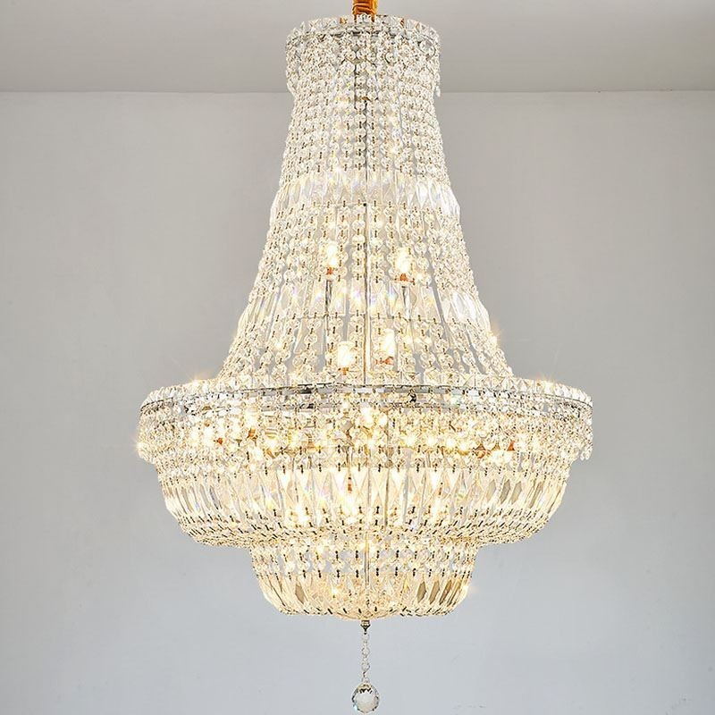 Lustre de cristal retrô americano luxuoso candeeiro de teto de cristal com 18 luzes