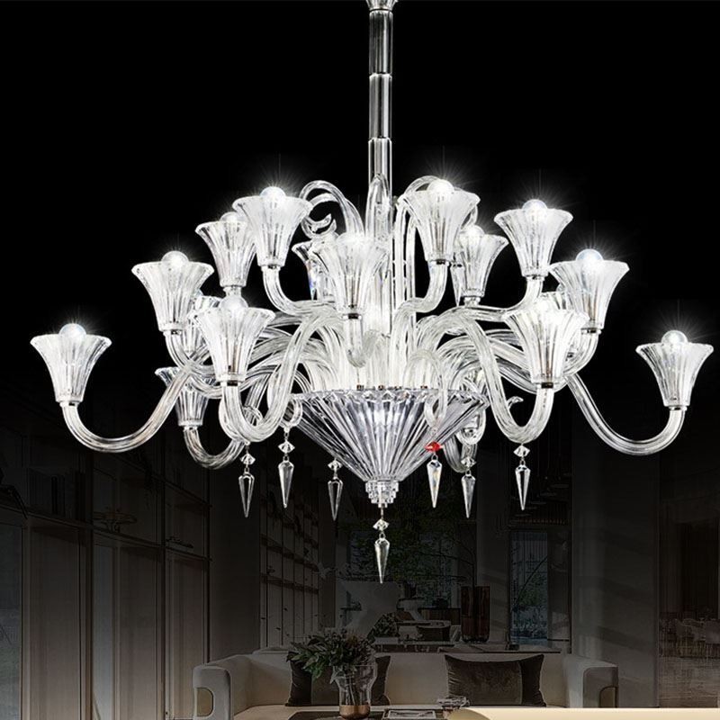 Lustre de cristal europeu para decoração de vila, luz de teto com 18 luzes