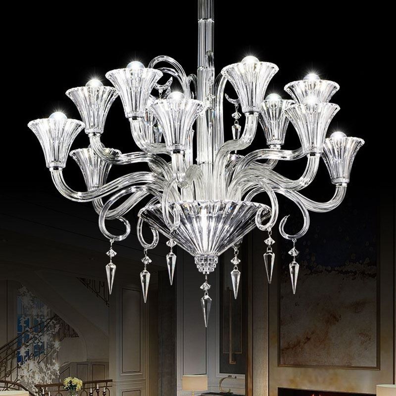 Lustre de cristal europeu para decoração de vila, luz de teto com 12 luzes