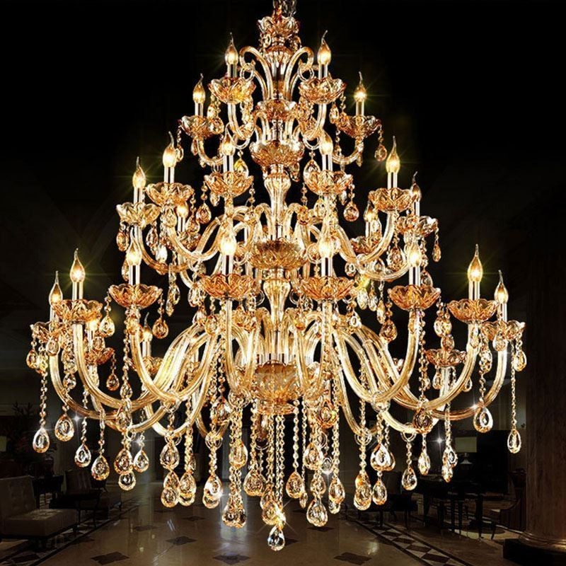 Luz de teto luxuosa da villa do candelabro de cristal europeu com 30 luzes