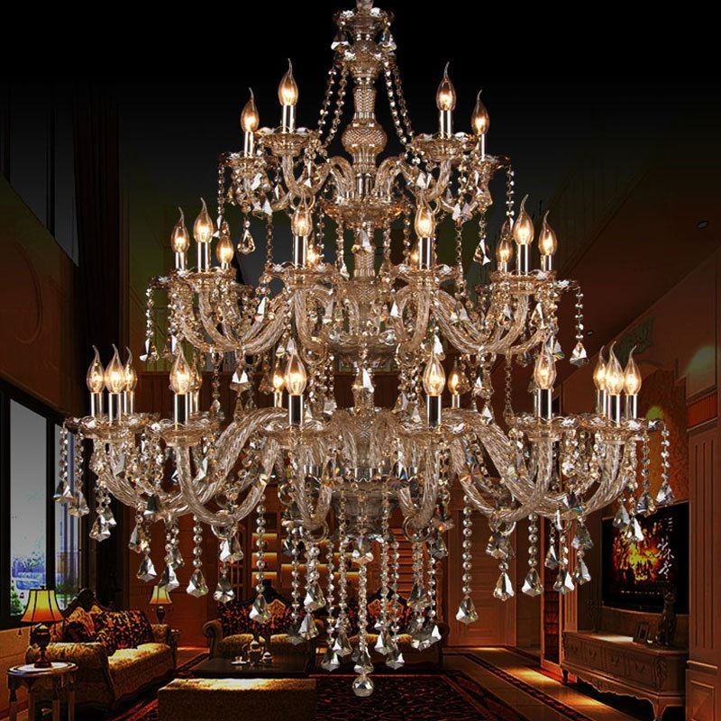 Lustre de cristal europeu com 30 luzes de teto para decoração de villa