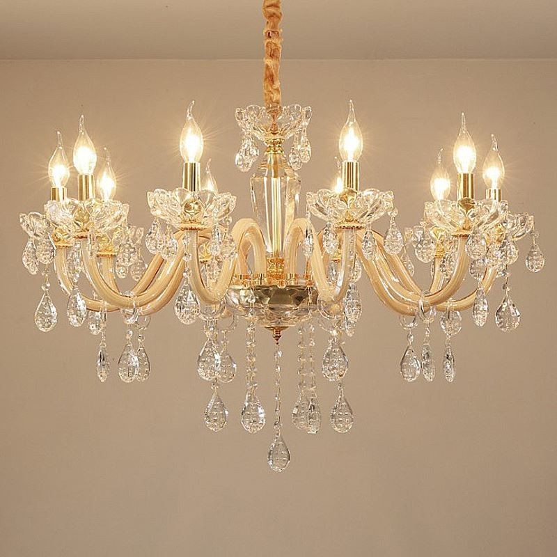 Lustre de cristal elegante estilo europeu luz pendente de vidro