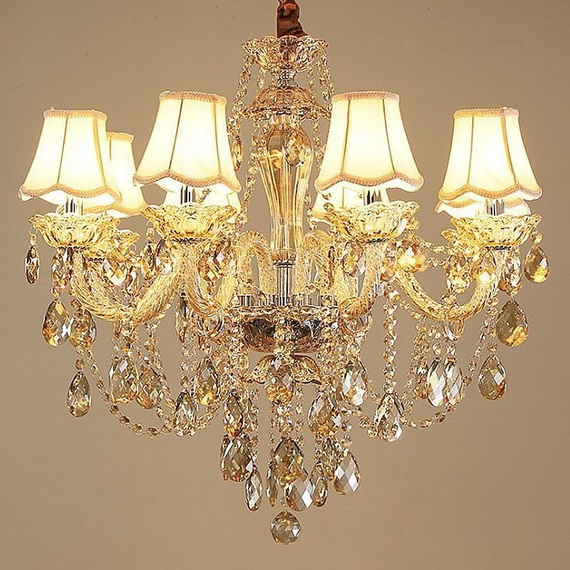 Lustre de cristal conhaque luz de teto luxo europeu