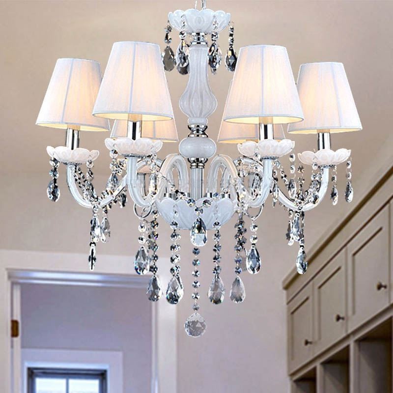 Lustre de cristal europeu exclusivo luz pendente de jade branco