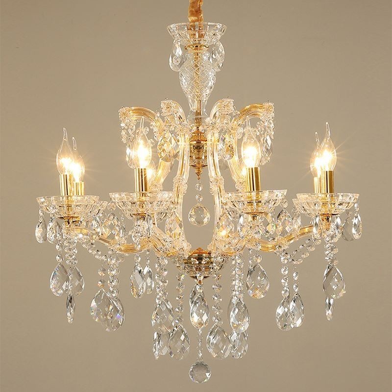 Lustre de cristal elegante com luz pendente europeia