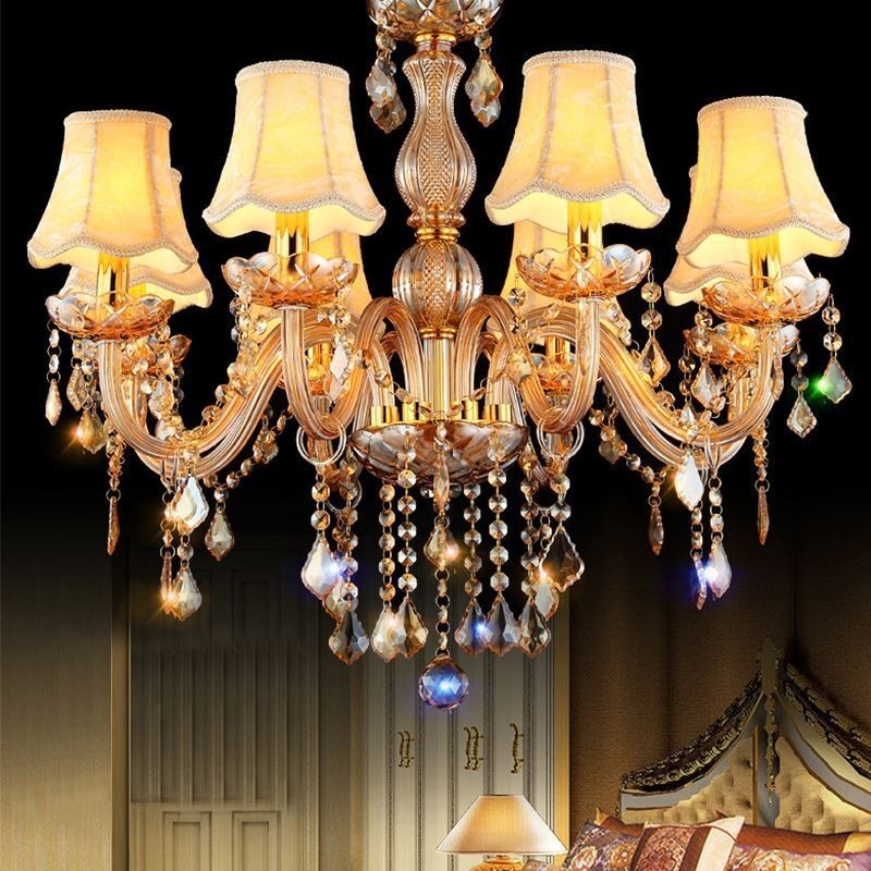 Lustre de cristal europeu elegante luz pendente âmbar