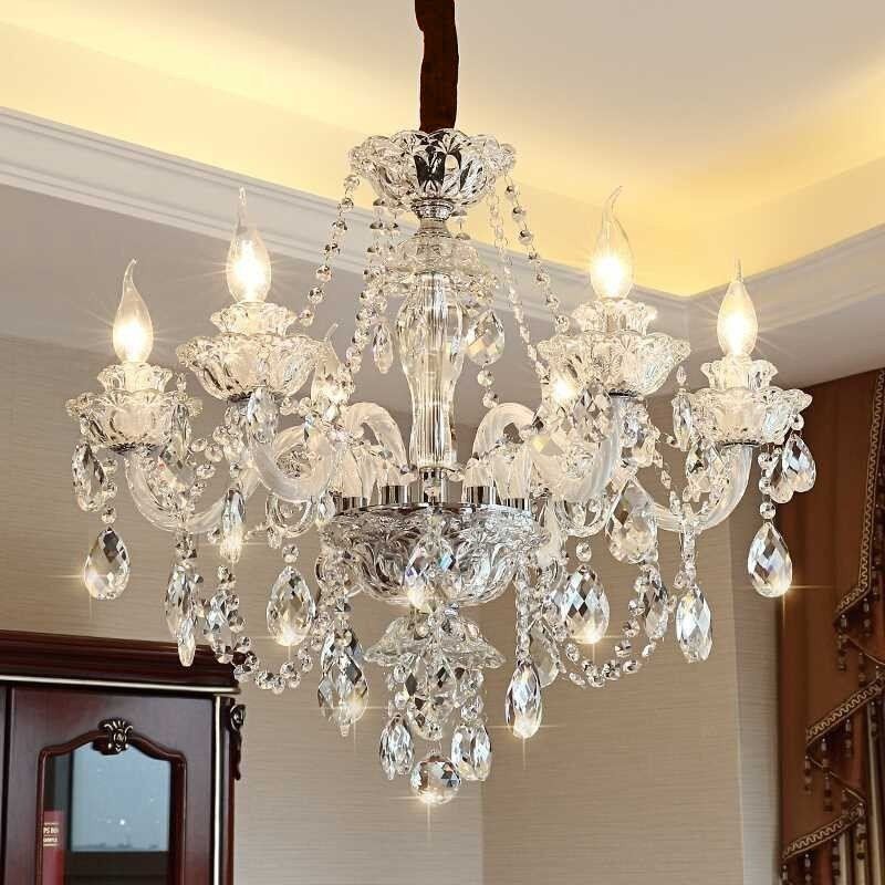 Lustre de cristal de luxo europeu elegante luz pendente