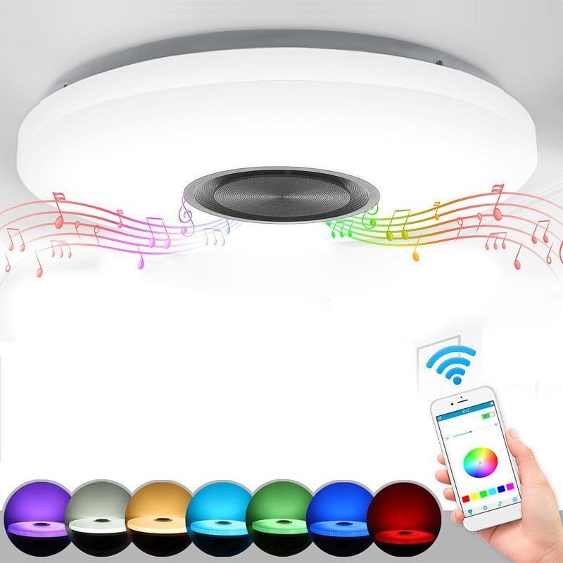 Lâmpada decorativa de montagem embutida RGB 36W Controle remoto de aplicativo Bluetooth Lâmpada de alto-falante musical