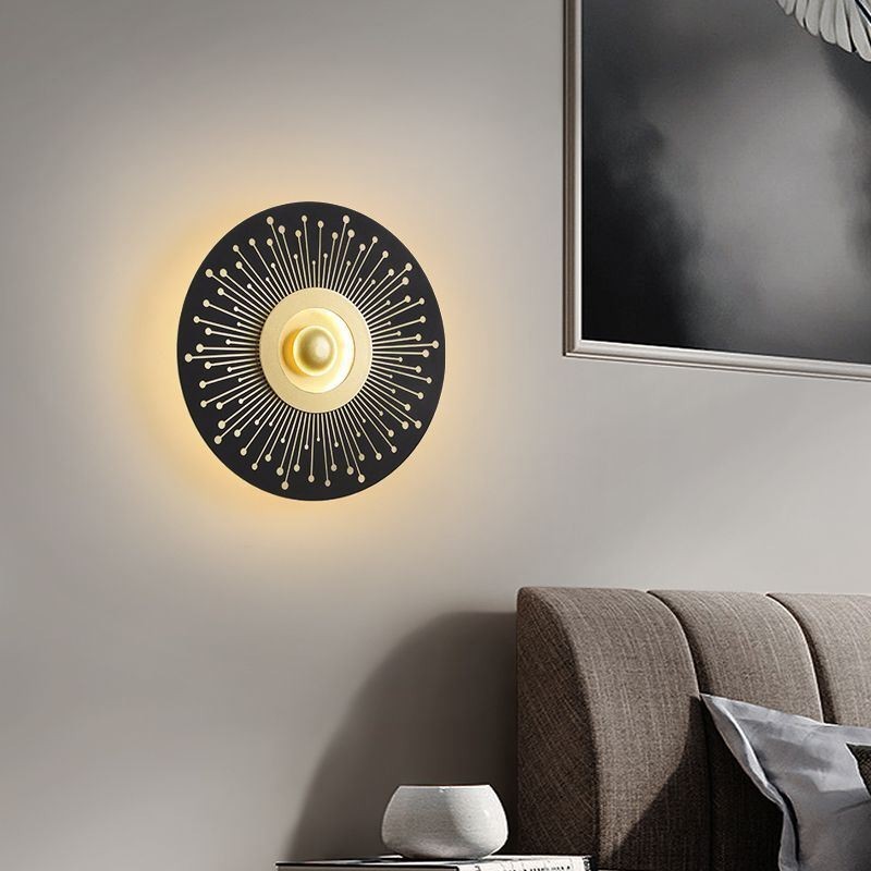 Arandela de parede Nordic Full Copper Hollow Round Wall Light