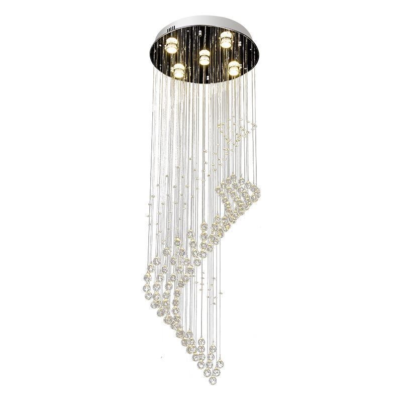 Elegante lustre de cristal gota de chuva luzes de teto escada foyer