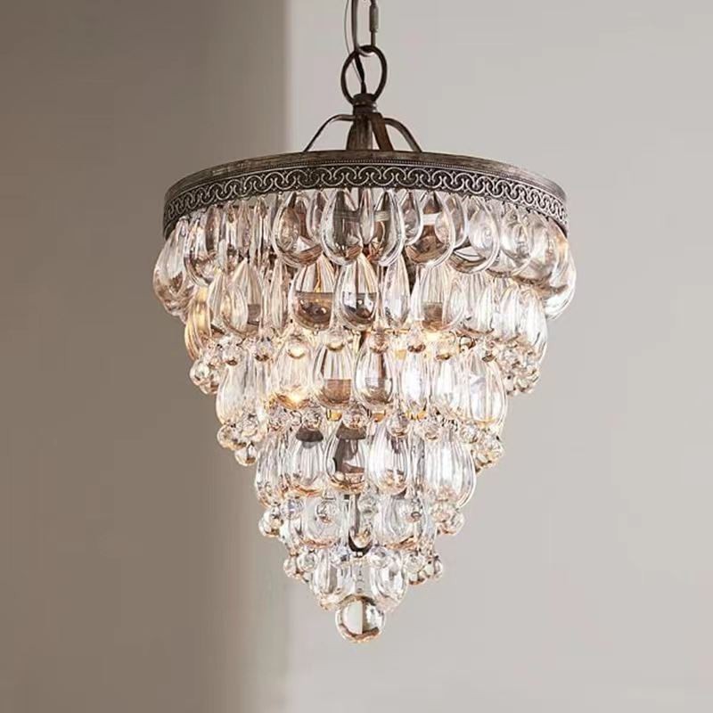 Luz de teto de cristal americano Country Retro Round Pendant Light