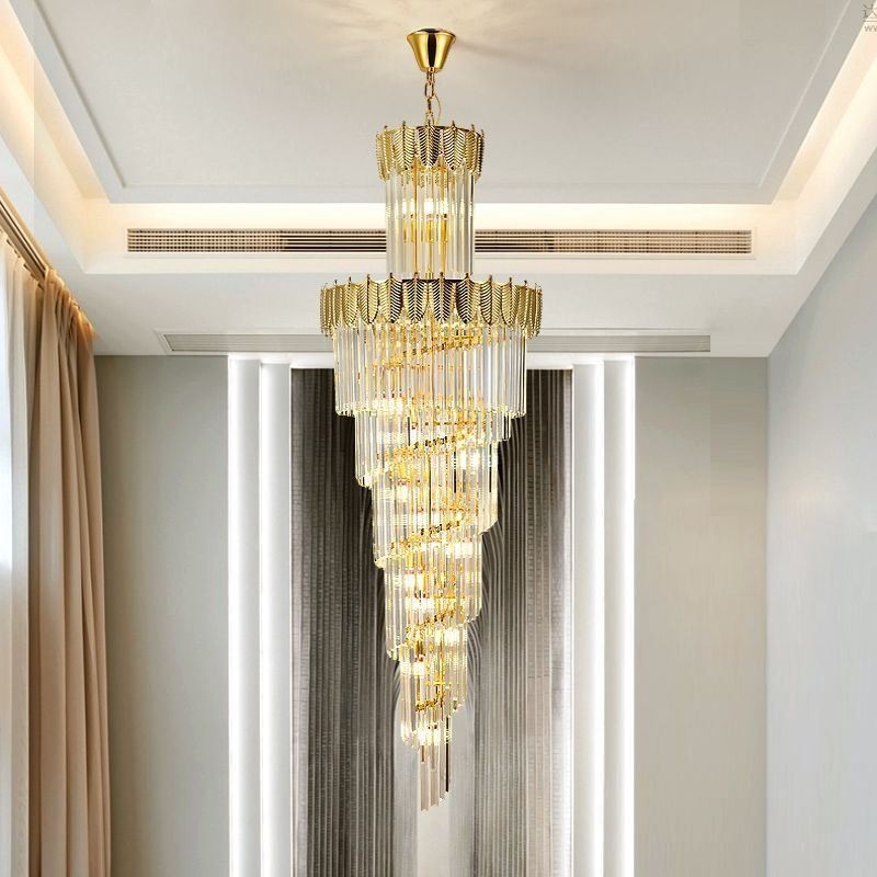 Luz pendente de cristal cônico Villa Duplex Luz de teto decorativa 60cm