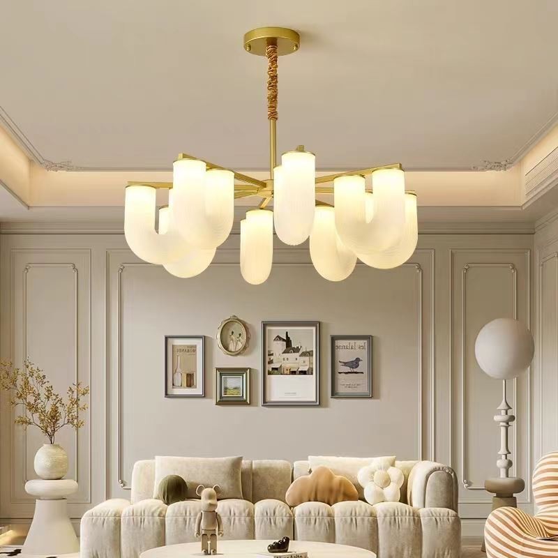 Lustre em forma de U estilo creme francês luz pendente