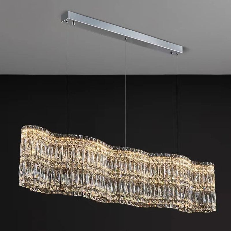 Longo pingente de cristal luz de teto de decoração de luxo