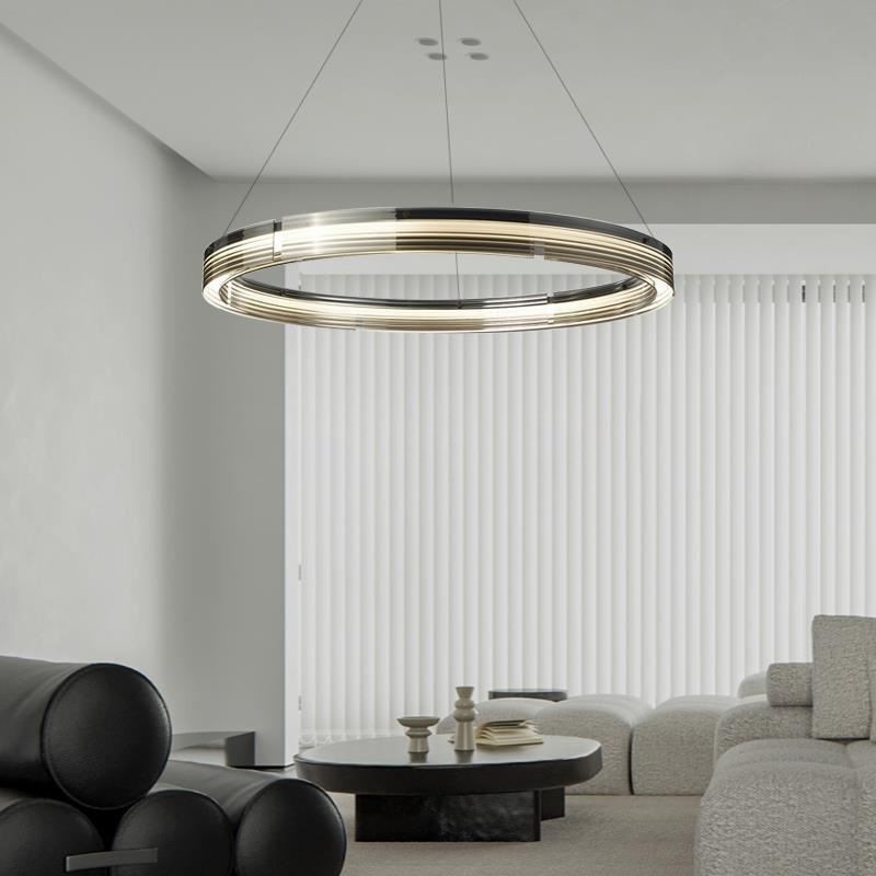 Luz pendente 60/80CM lâmpadas de teto de vidro circular com escurecimento tricromático