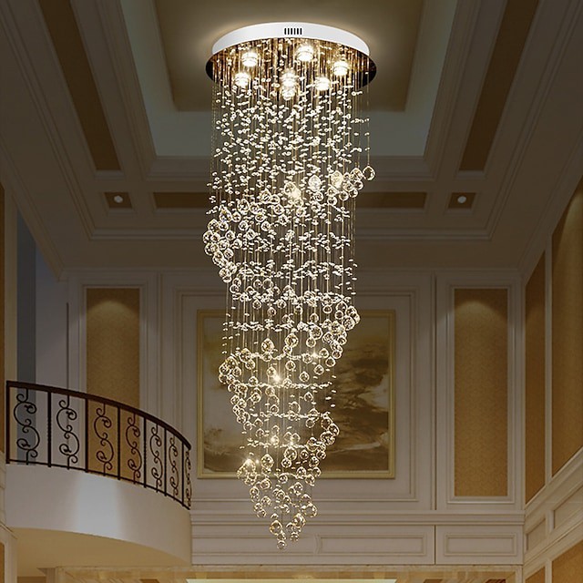 lustre de cristal luz de teto de cristal 170cm luzes luxuosas k9 lustres modernos europeus espirais luzes pendentes de teto Lâmpada hotel villa 7 heads