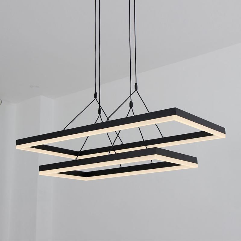 Lustre preto acrílico com luz pendente de moldura moderna