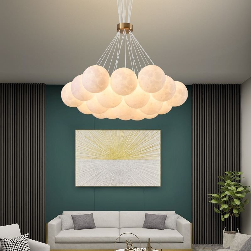 Moon Bubble Chandelier Moderno Impressão 3D Bolas Pingente Lâmpada