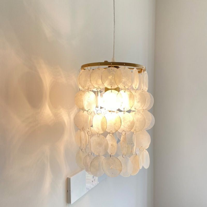 Moderna luminária pendente Capiz contemporânea mini suspensa iluminação de teto para jantar