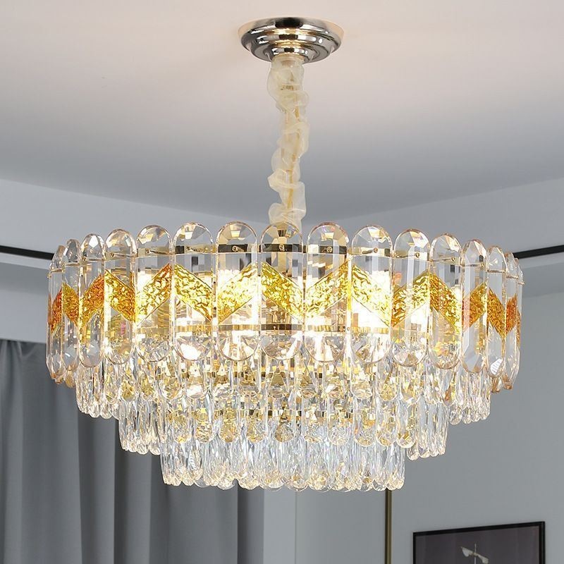 Luminária pendente de luxo para teto de cristal com luzes 9/12/16