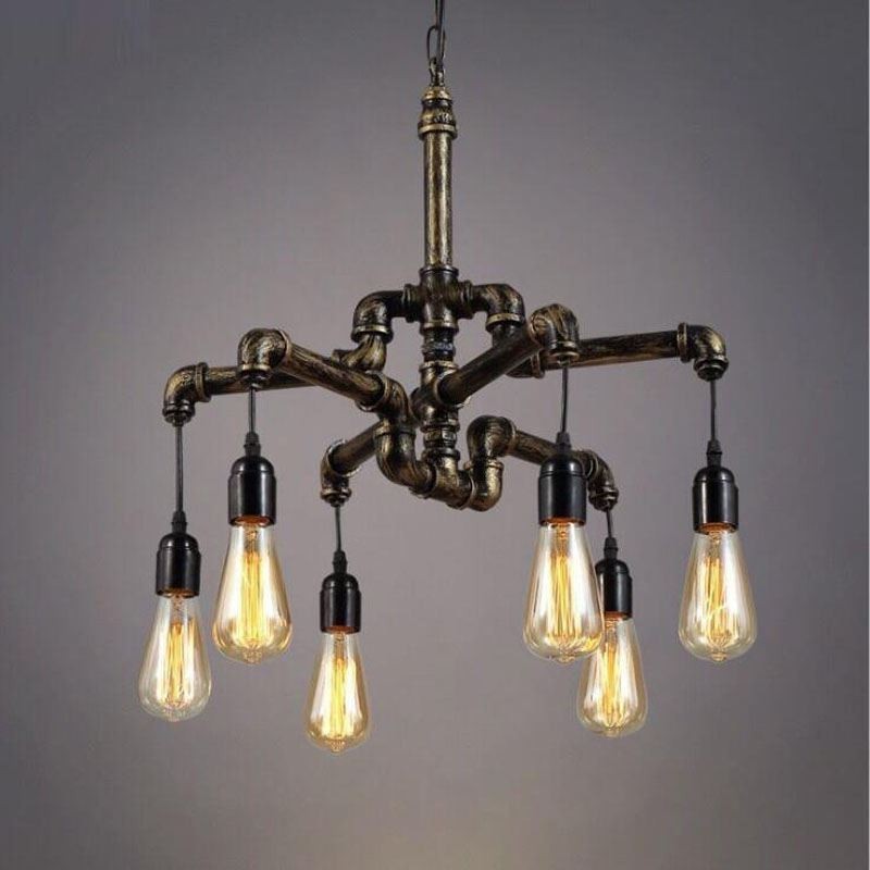 Luz Retro Industrial Vintage Tubo de Água Pingente Lustre de Luz Estilo Rústico Country