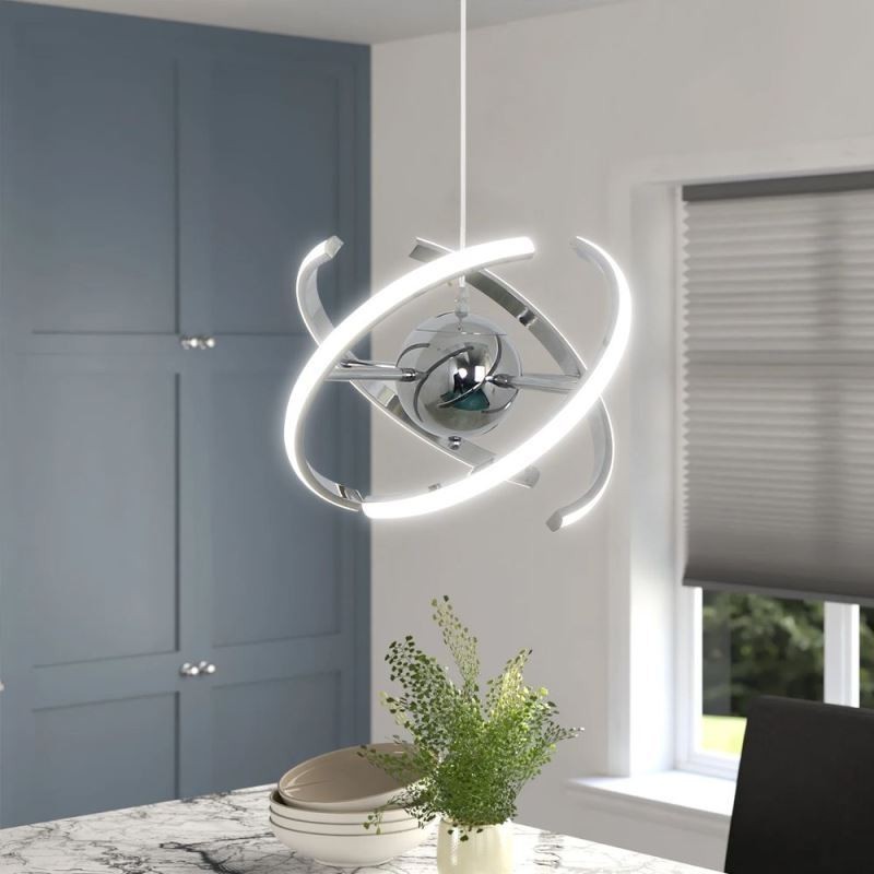 Lâmpada de teto decorativa com luz pendente globo giratória