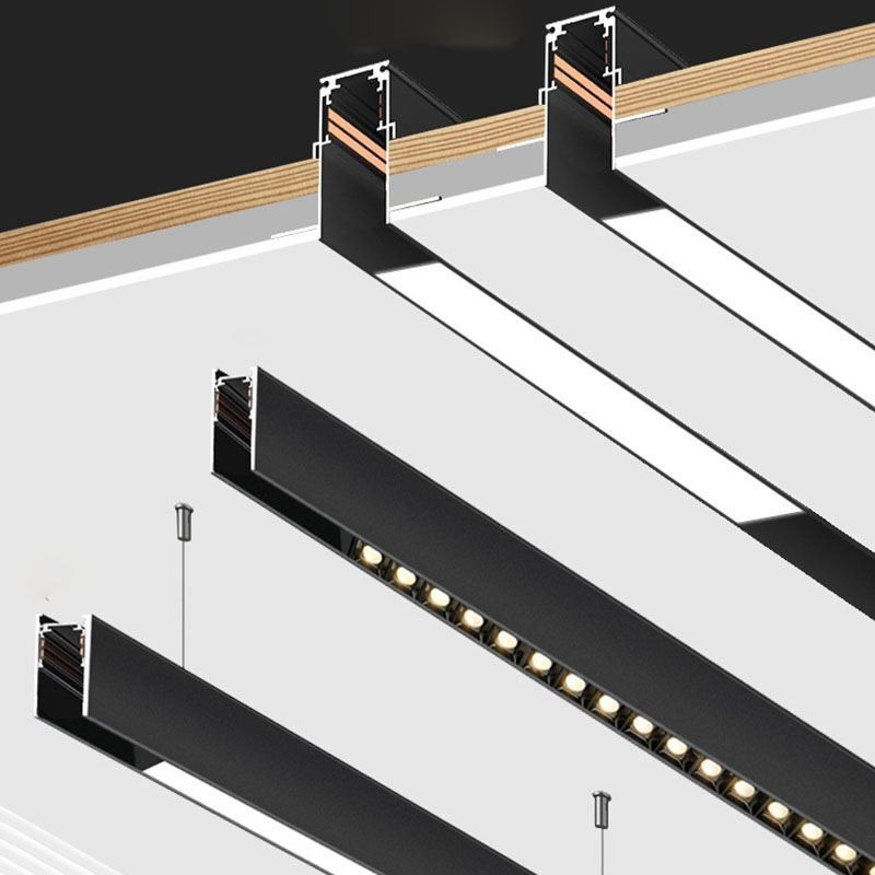 Trilhos de iluminação de pista embutidos Perfil de superfície de pista de alumínio magnético Tira de luz de pista ultrafina 100cm