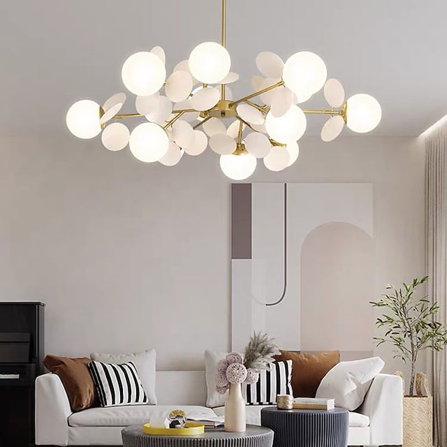 Lustre de 90cm estilo nórdico Lâmpadas globais artísticas moda moderna metal