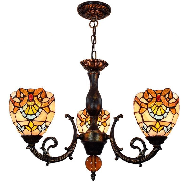 Lustre de vidro com luminária pendente de vitral exclusivo