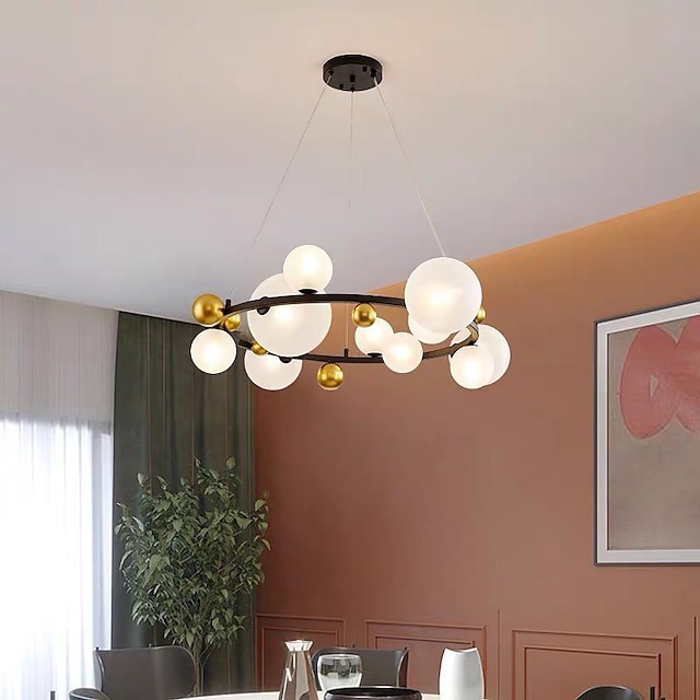 Globo projeto de 90cm lustre ouro preto luz pendente anel nórdico círculo metal pintado abamentos modernos