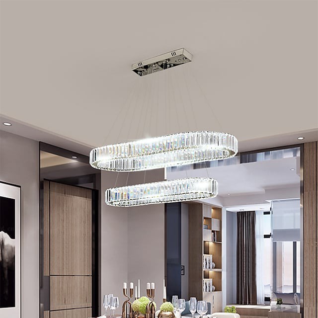 2-luz 90cm Regulável Desenho de Círculo projeto de Linha Luzes Pingente aço Inoxidável Multi Camadas Estilo Artístico Estilo Formal Galvanizar Artistíco