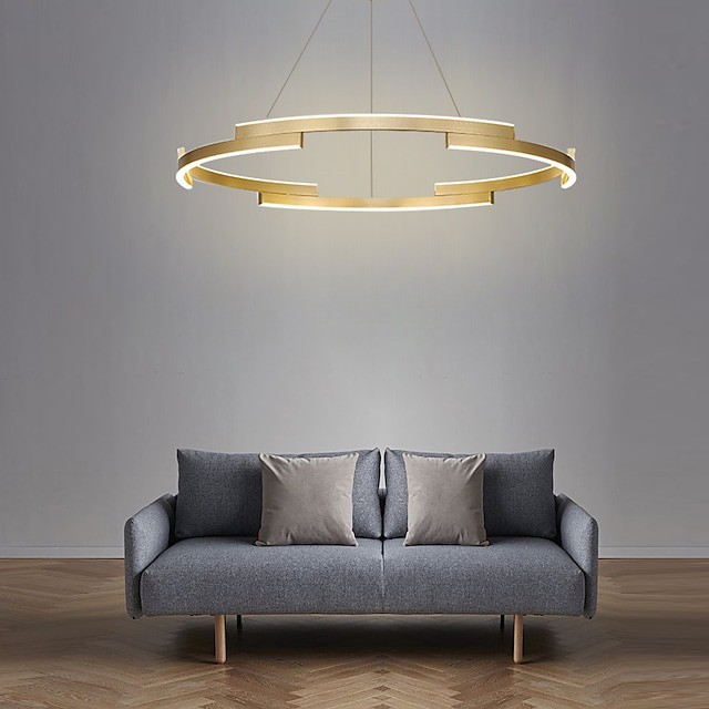 80cm círculo pendente luz ouro luxo lustre alumínio anodizado moderno