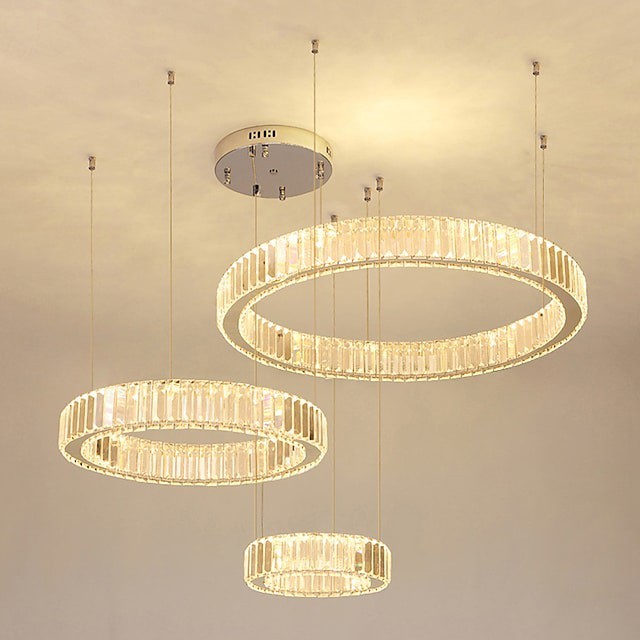 3-luz 70cm Regulável Desenho de Círculo projeto de Linha Luzes Pingente aço Inoxidável Vidro Multi Camadas Estilo Artístico Estilo Formal Galvanizar Artistíco