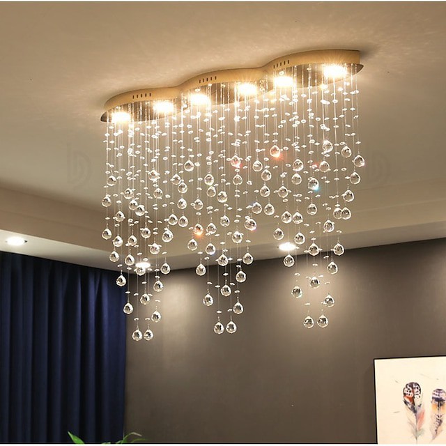 Lustre de cristal de 100cm luz de teto borlas luzes embutidas em aço inoxidável galvanizado Decoração de natal moderna