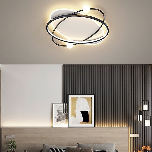 luz de teto moderna ouro preto 45 55cm círculo projeto luzes embutidas de metal estilo artístico estilo moderno abamentos pintados com estilo