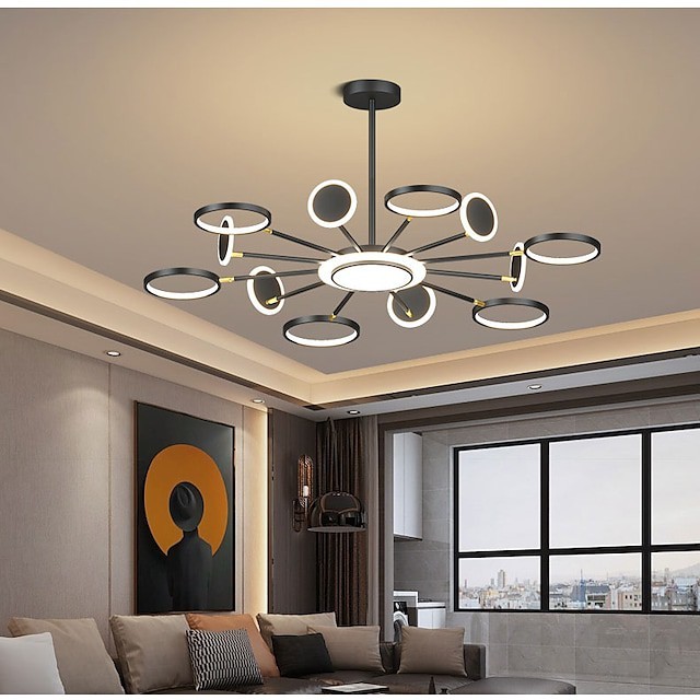 6 8 12 cabeças lustre nórdico moderno luxo pendente luz ouro preto tricolor círculo de luz projeto metal pintado abamentos Decoração de natal