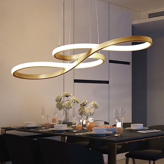 luz pendente 1-light rílico dimmable lustre ajustável meia embutida Lâmpada de suspensão do teto para Iluminação da sala de estar em casa ouro preto branco