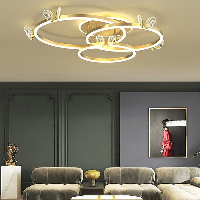 luz de teto 45cm globo dimerizável projeto círculo luzes embutidas estilo artístico rílico estilo formal estilo moderno preto artístico estilo nórdico