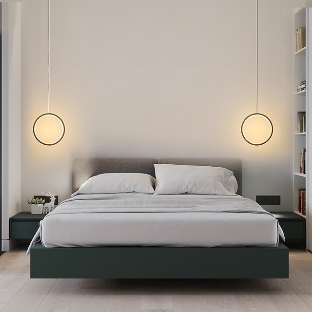 2 pçs lote dia30cm led15w mini luz pendente círculo de alumínio mini abamentos pintados quadro branco preto para sala de estar sala de jantar moderna